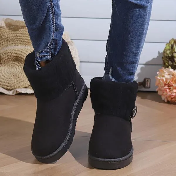 Women's Casual Button Knitted Cuffed Snow Boots 36837727S