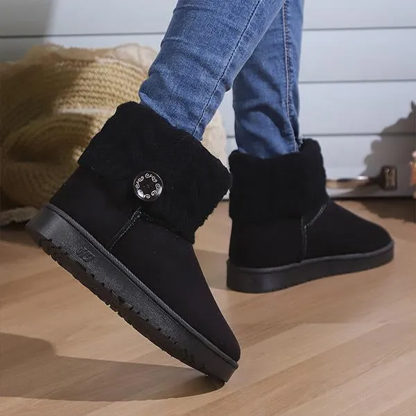 Women's Casual Button Knitted Cuffed Snow Boots 36837727S