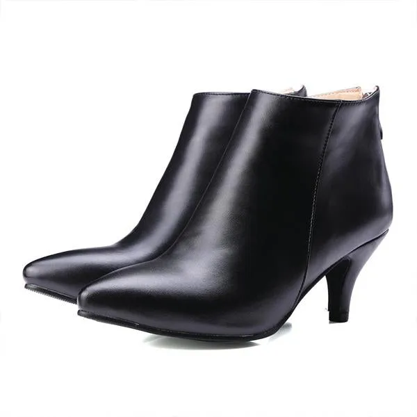 Women's Casual Simple Pointed Toe Low Heel Ankle Boots 93150297S