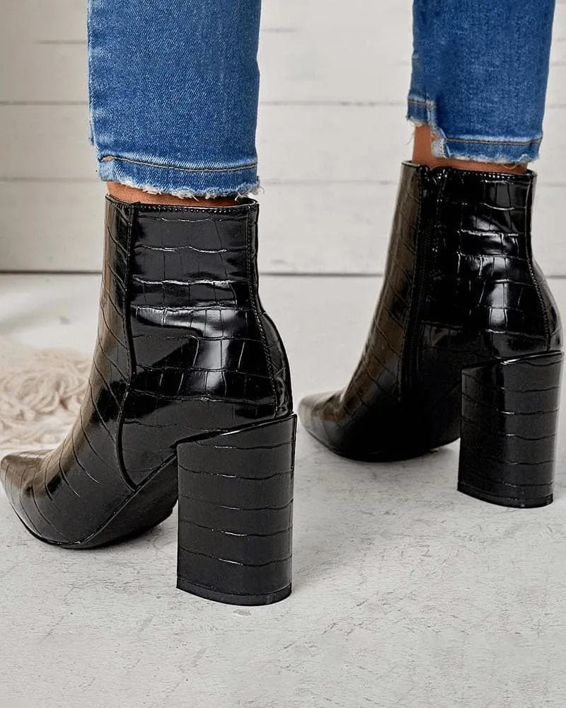 Women's Elegant Simple Pointed Toe Chunky Heel Boots